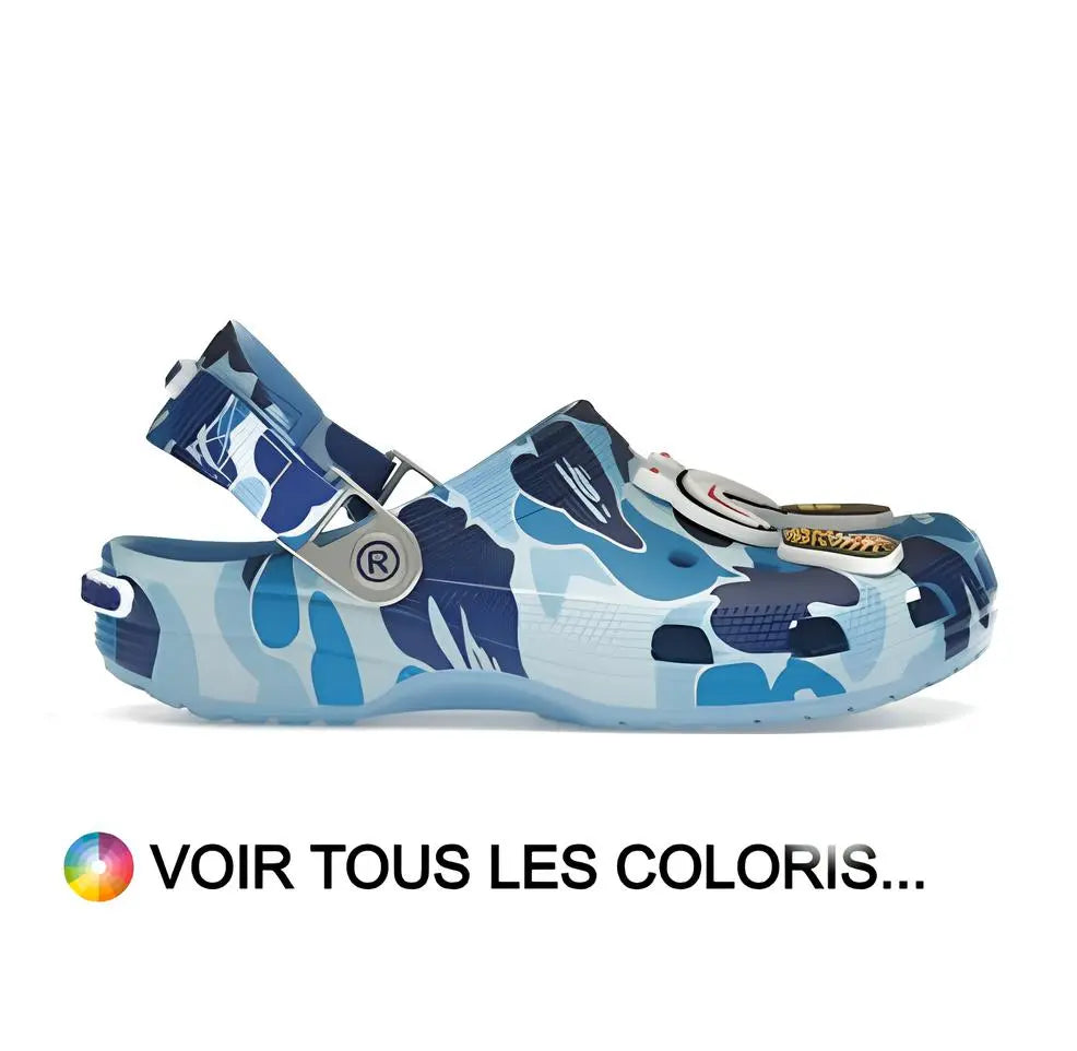 Crocs Bape Bleu | Collab Streetwear Iconique A Bathing Ape – Hype