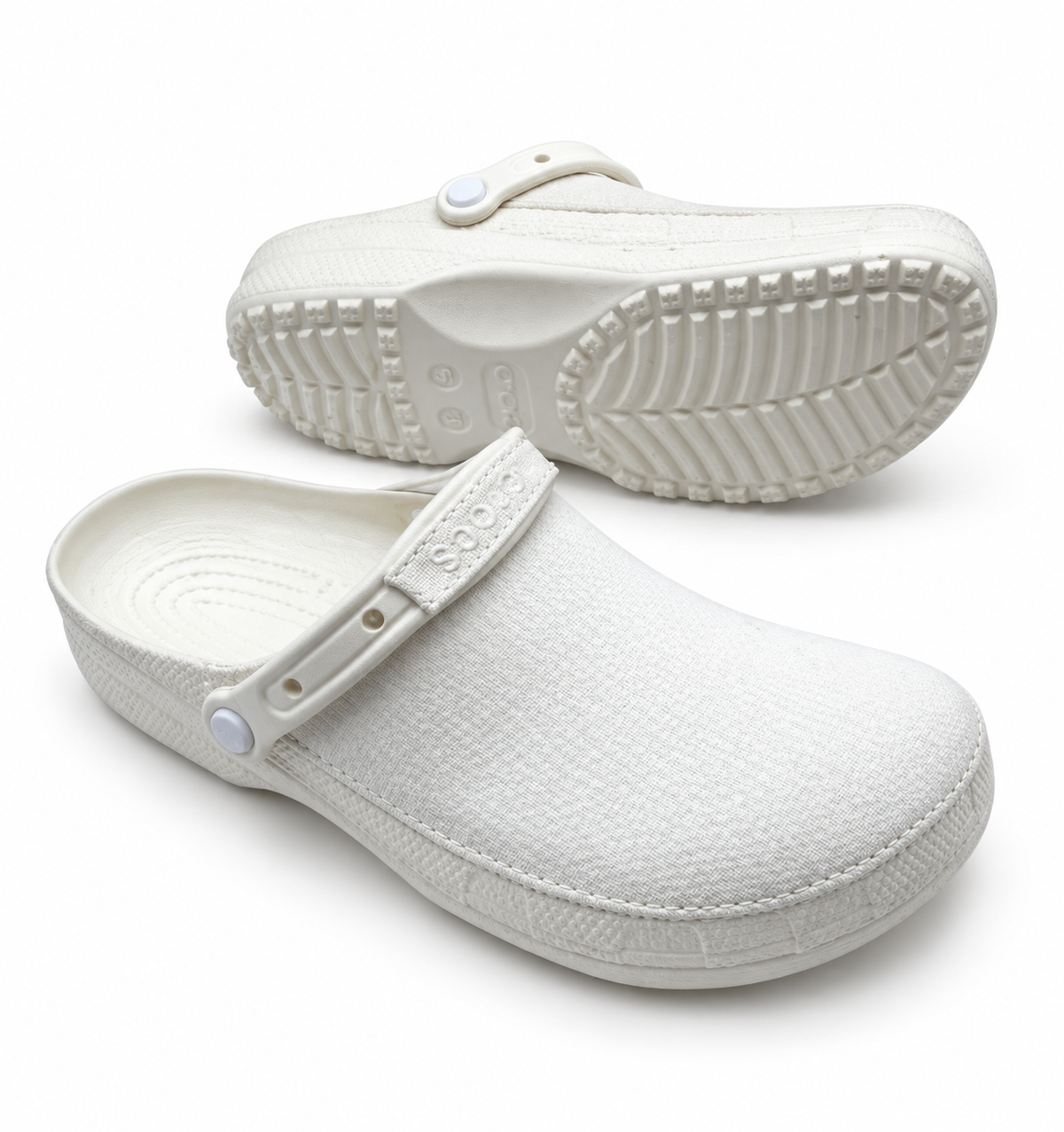 Crocs Crafted blanc en tissu avec semelle et bride assorties