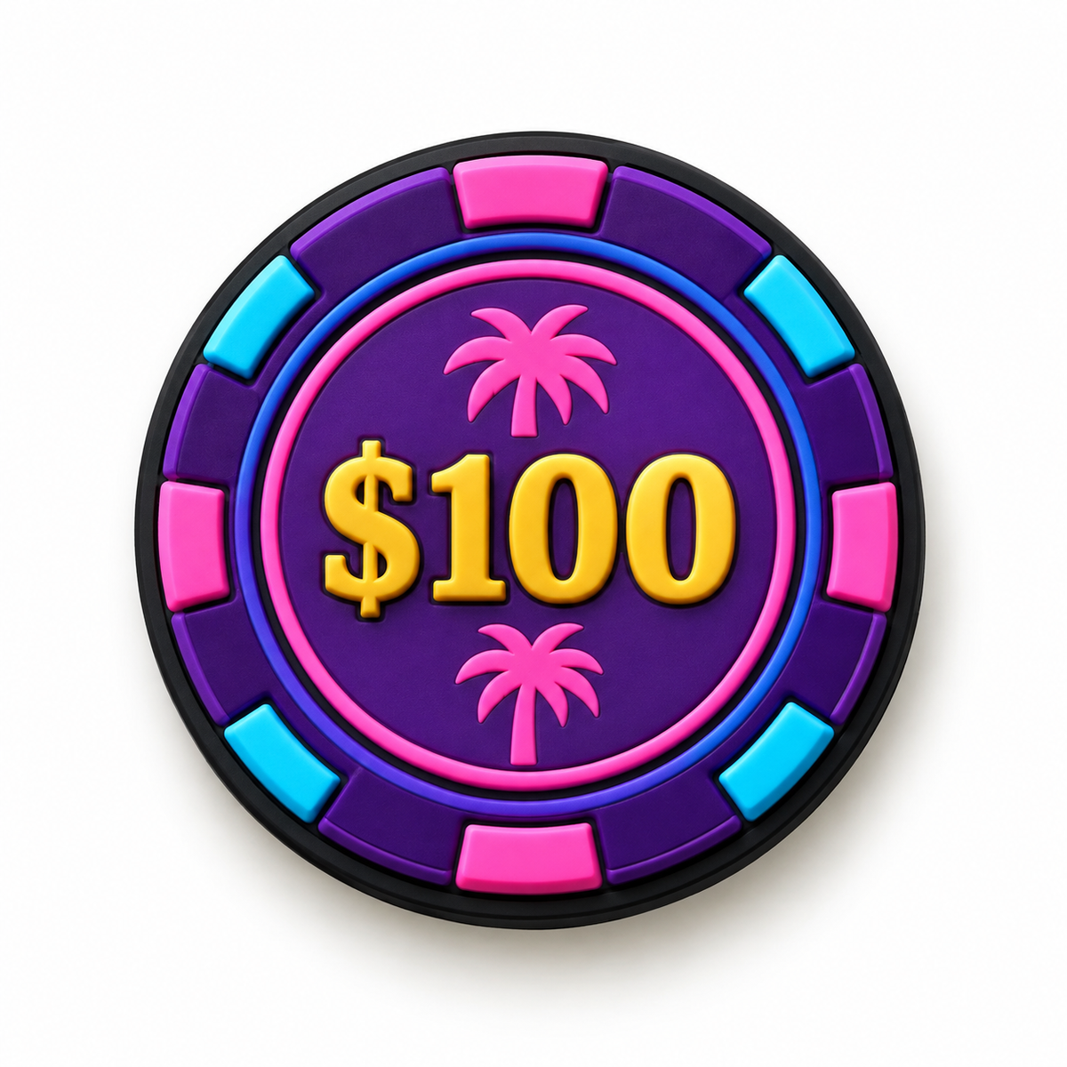 Pin Jibbitz GTA 6 jeton de casino 100 dollars violet et rose pour Crocs