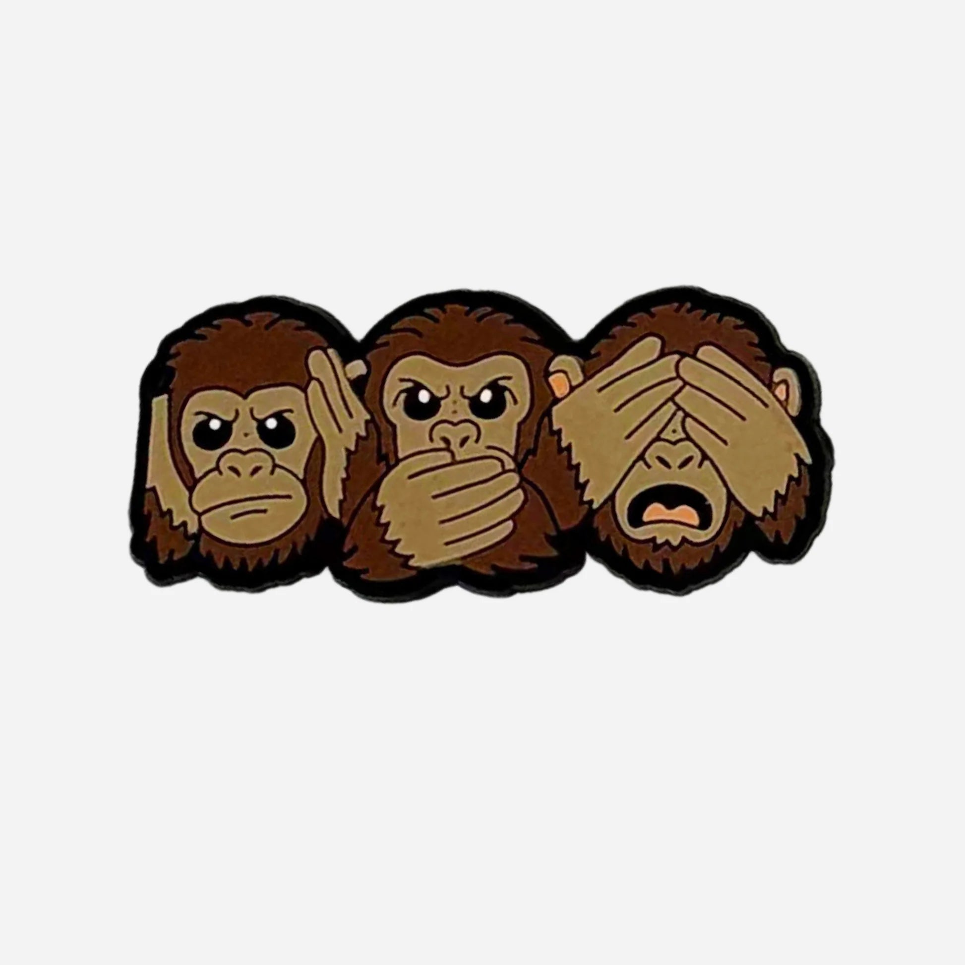 Pin's Crocs Singes de la Sagesse – Jibbitz Mème Humour Décalé