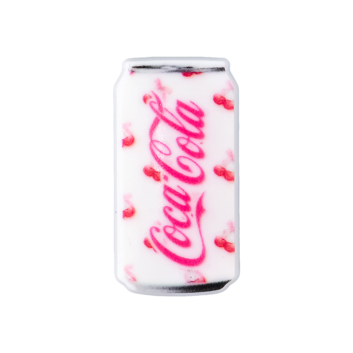 Pin's canette Coca-Cola blanche motif cerises rouges pour Crocs