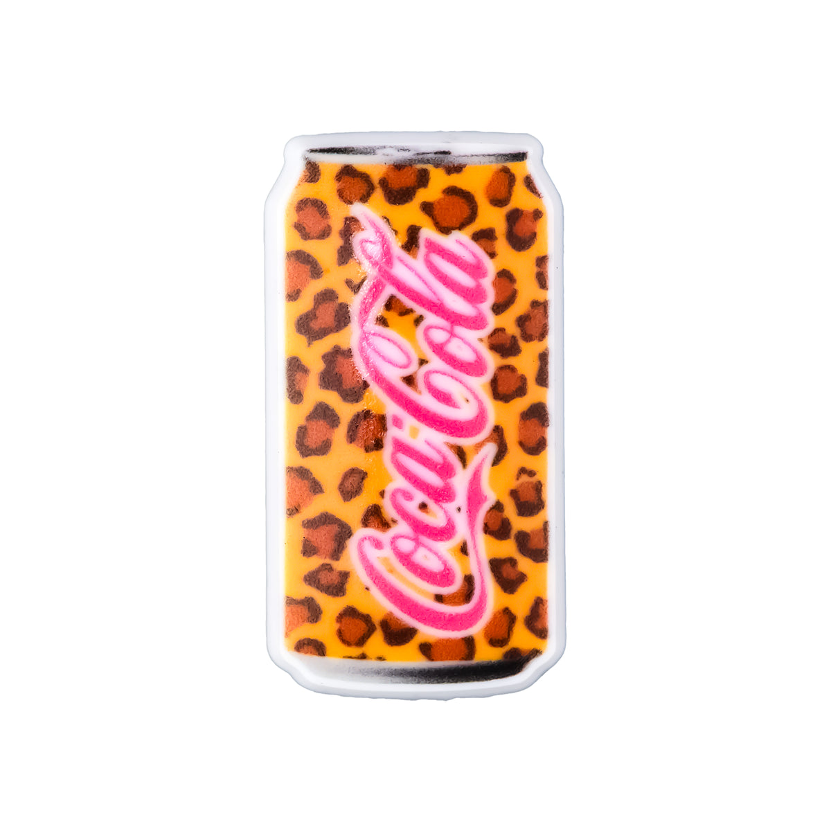 Pin's canette Coca-Cola imprimé léopard orange et marron pour Crocs
