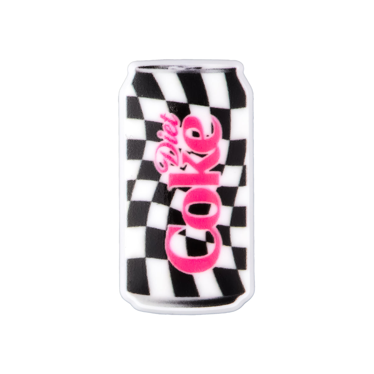 Pin's canette Diet Coke imprimé damier noir et blanc pour Crocs