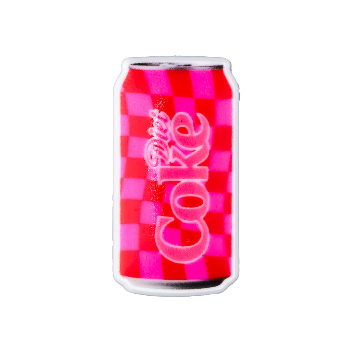 Pin's canette Diet Coke imprimé damier rose et rouge pour Crocs