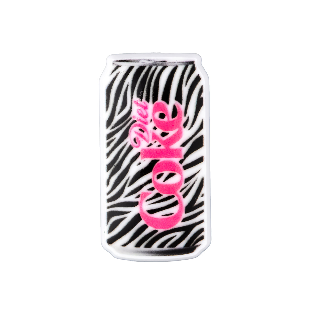 Pin's canette Diet Coke imprimé zébré noir et blanc pour Crocs