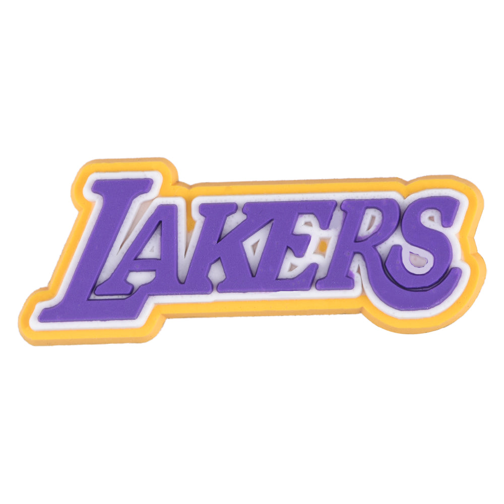 Pin's lettrage LAKERS violet et jaune pour Crocs