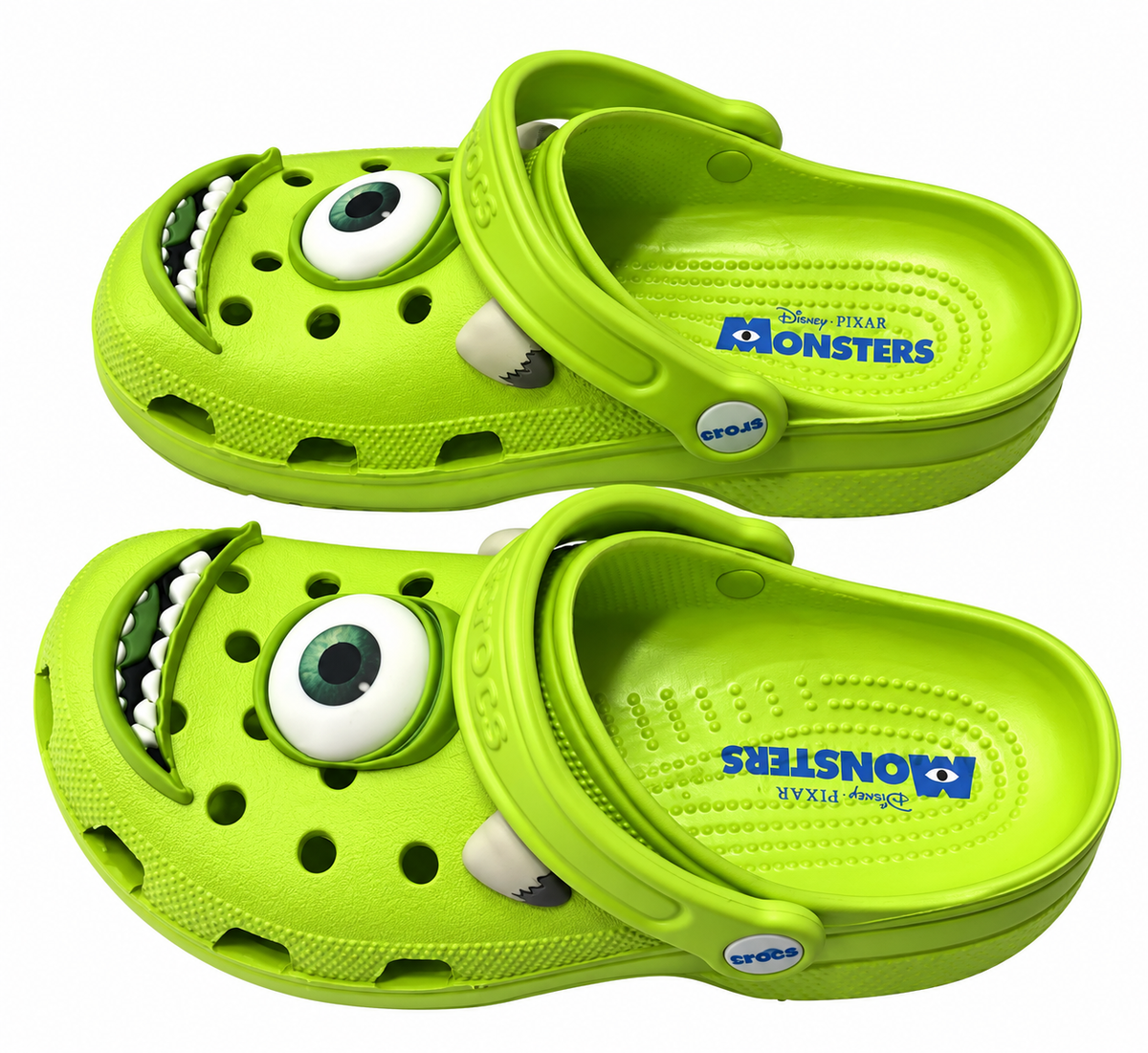 Crocs Monstres et Cie vertes Bob Razowski avec œil 3D et sourire denté
