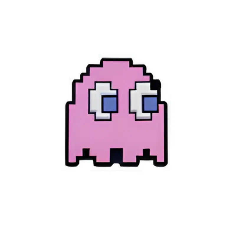 Pin's fantôme rose Pac-Man pour Crocs - Accessoire gaming rétro ClogsAddict