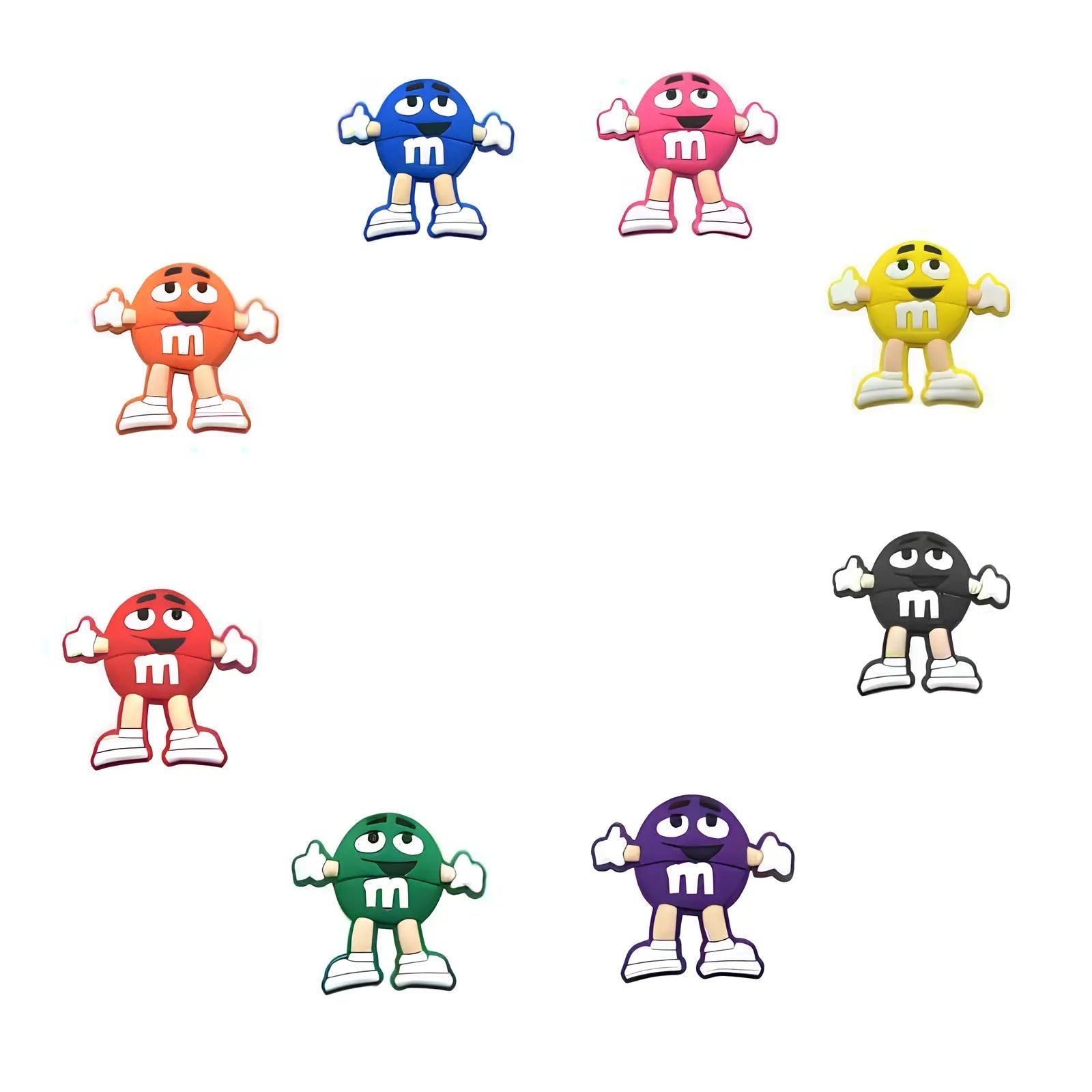 Collection de pin's M&M's colorés pour Crocs - Accessoires gourmands ClogsAddict
