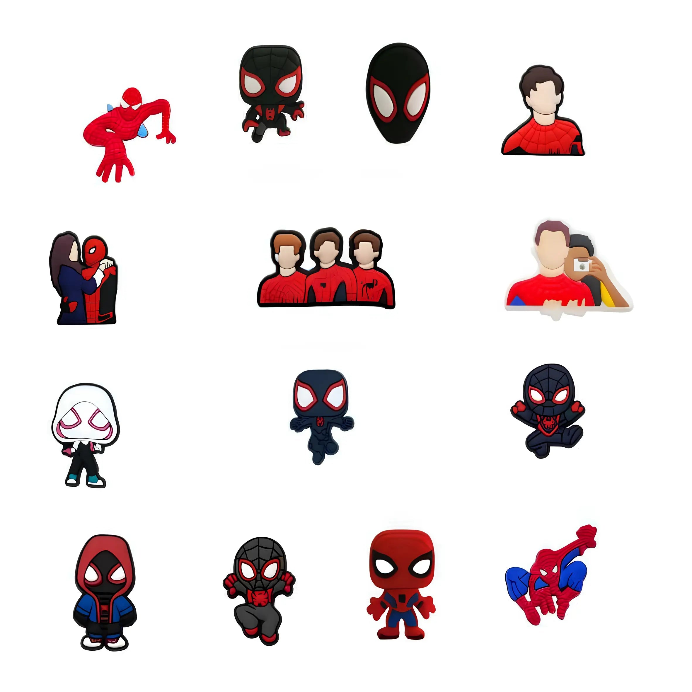 Collection de pin's Spider-Man pour Crocs avec Miles Morales, Spider-Gwen et Spider-Verse ClogsAddict