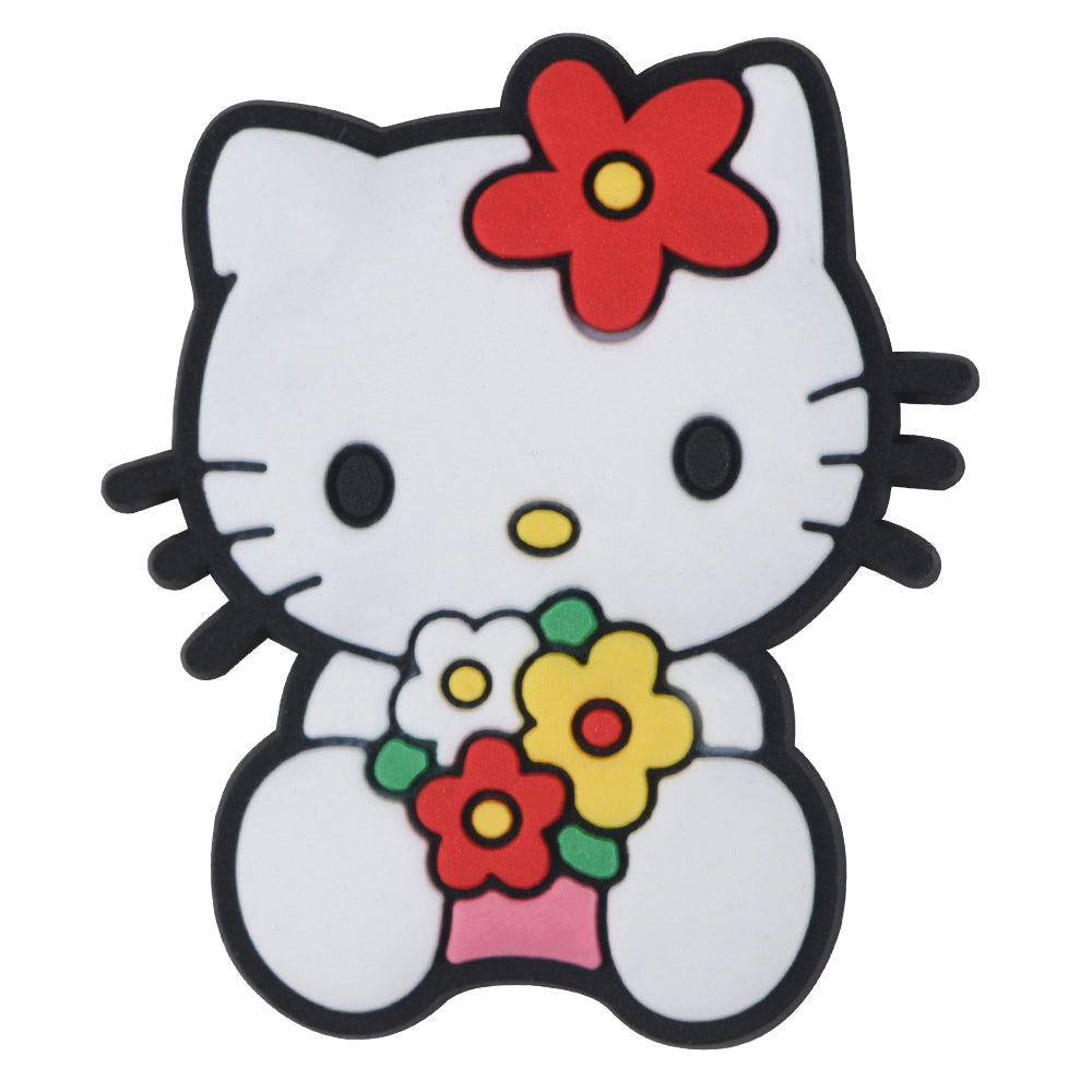 Pin's Hello Kitty avec bouquet de fleurs pour Crocs, jibbitz kawaii printemps