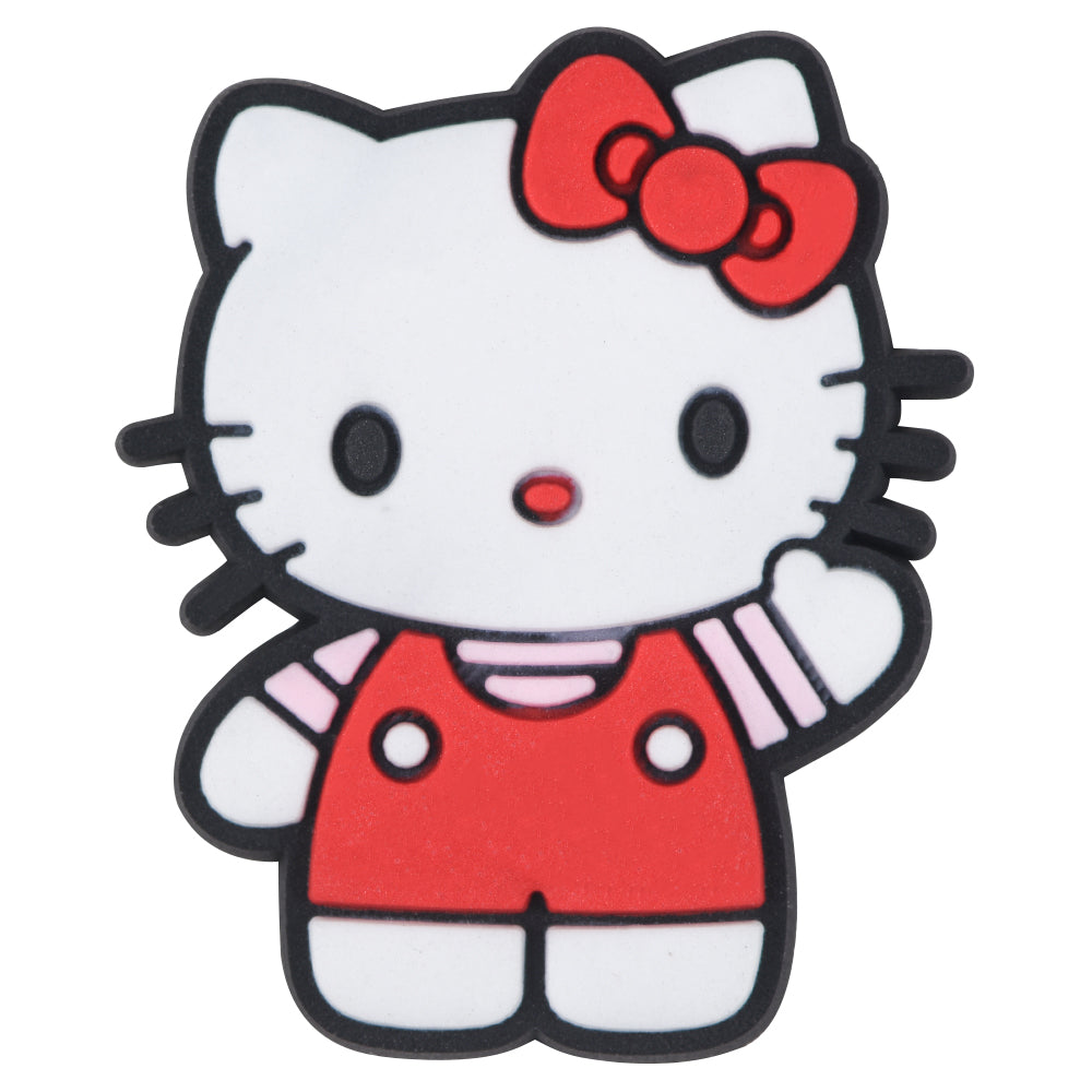 Pin's Hello Kitty en salopette rouge pour Crocs, jibbitz kawaii classique