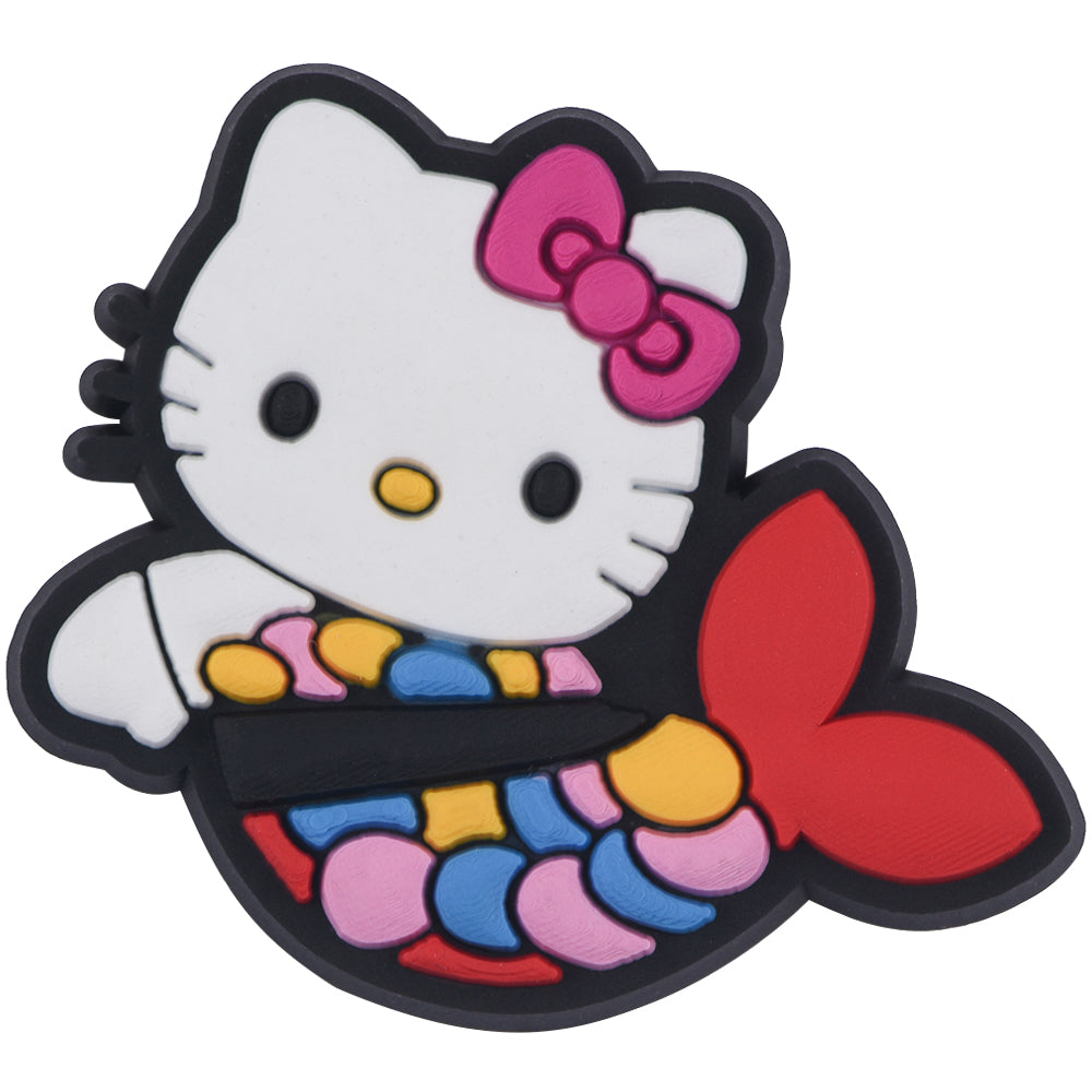 Pin's Hello Kitty sirène pour Crocs, jibbitz kawaii queue rouge et écailles colorées
