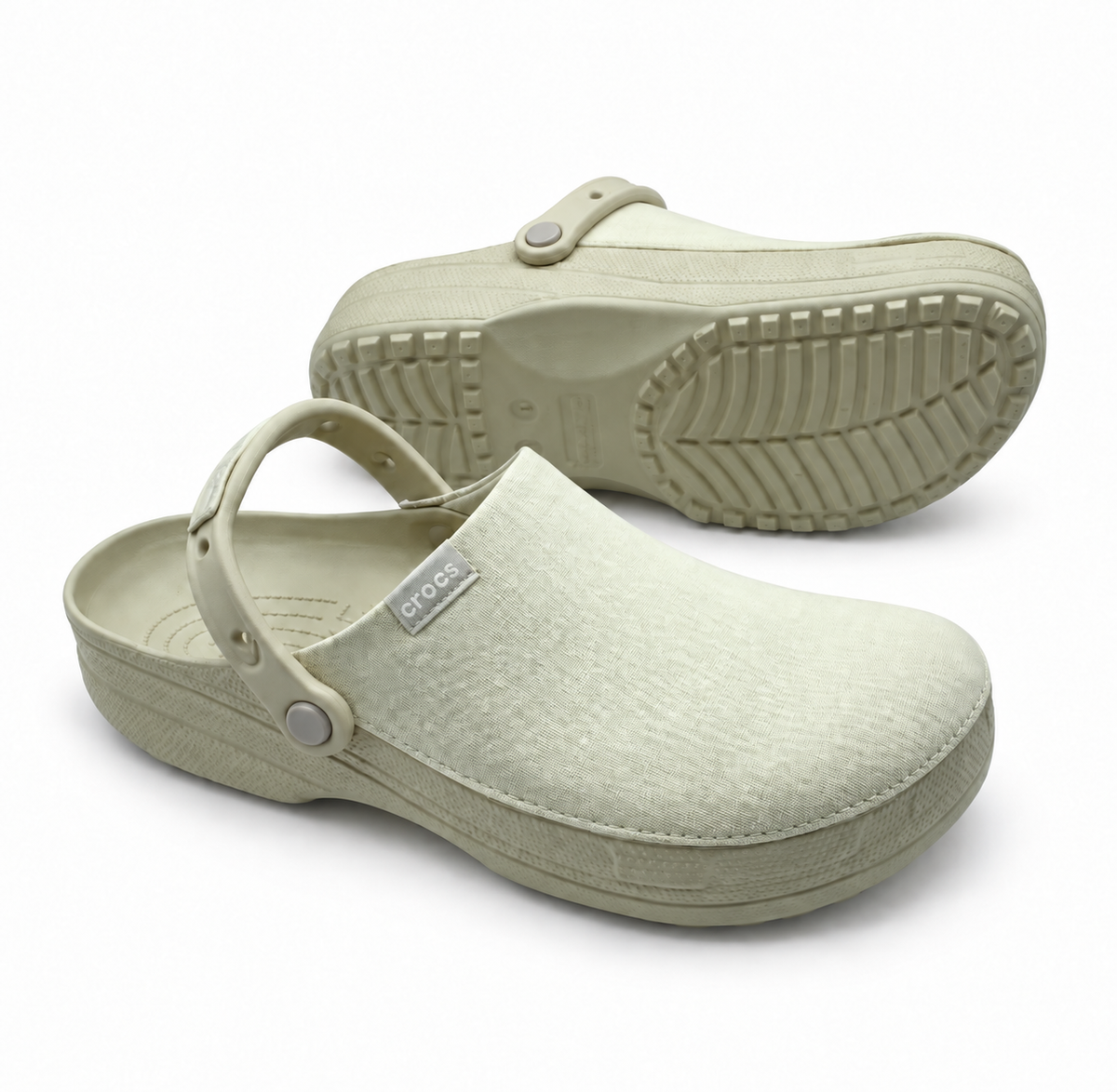 Crocs Crafted beige en tissu avec semelle et bride assorties
