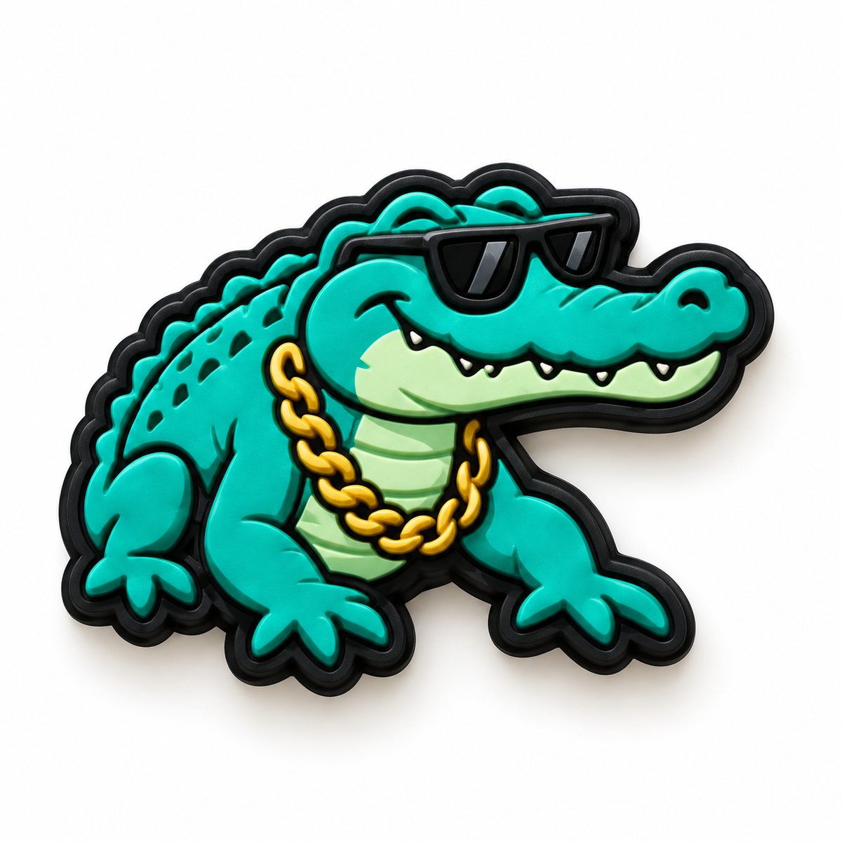 Pin Jibbitz GTA 6 crocodile à lunettes de soleil et chaîne en or pour Crocs
