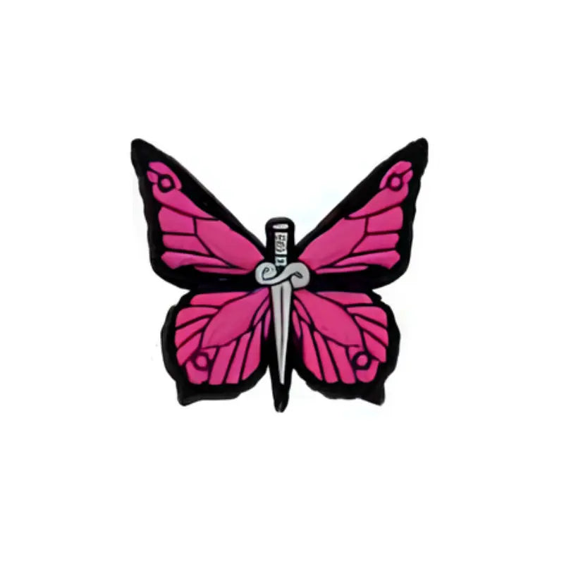 Papillon rose avec épée décorative pour Crocs