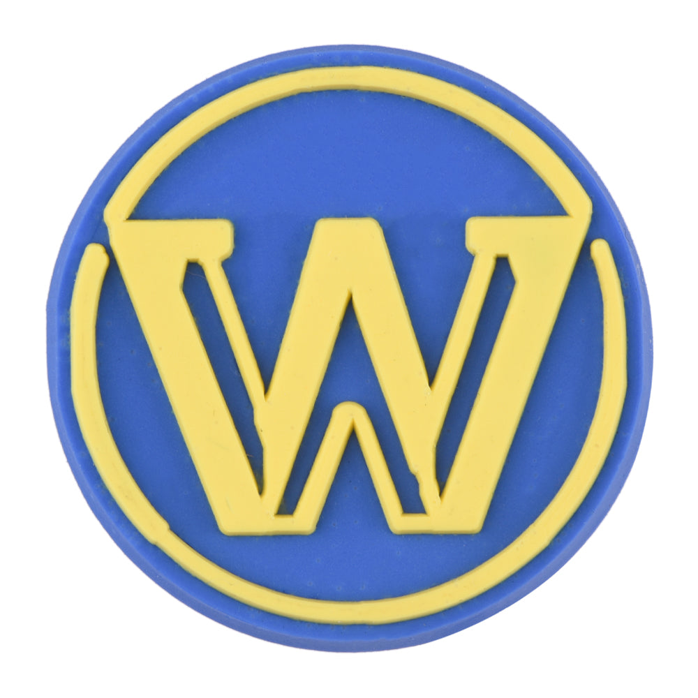 Pin's logo W Golden State Warriors bleu et jaune pour Crocs
