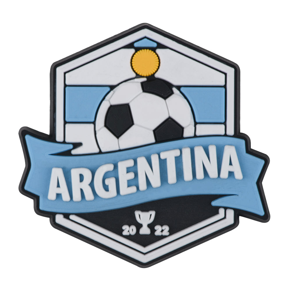 Pin's blason Argentina avec ballon et bannière pour Crocs, jibbitz foot
