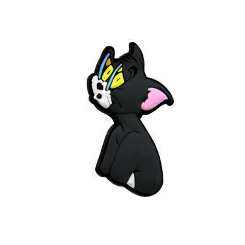 Pin's chat noir cartoon pour Crocs - Accessoire original ClogsAddict