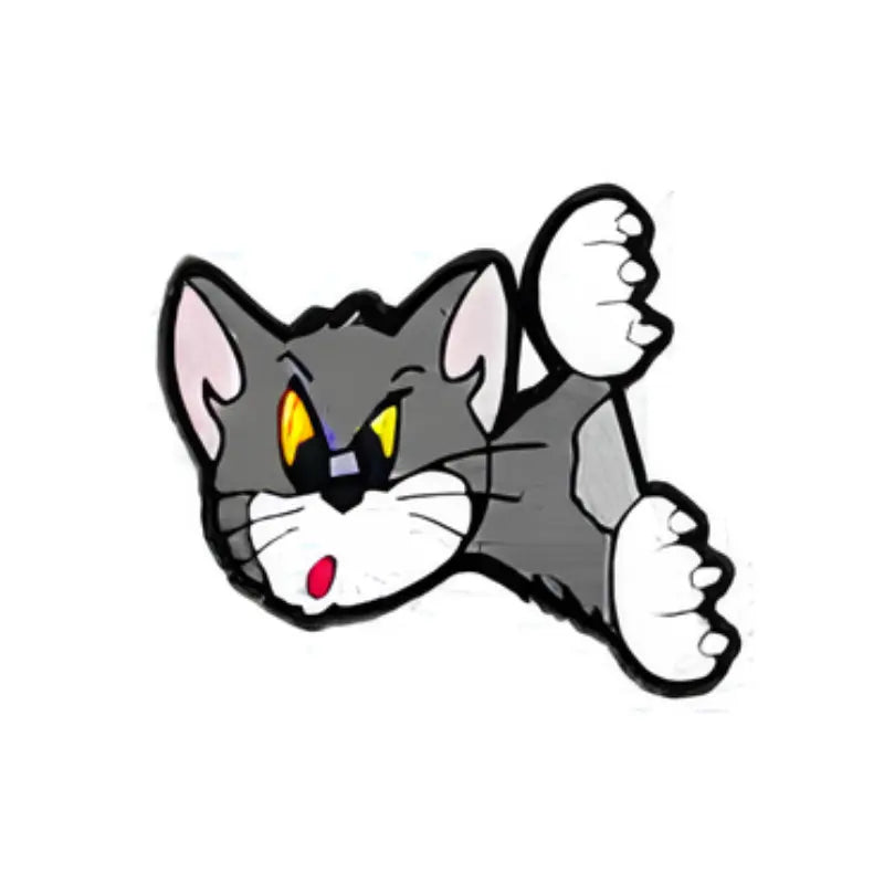 Pin's chat gris qui rampe cartoon pour Crocs - Accessoire fun ClogsAddict