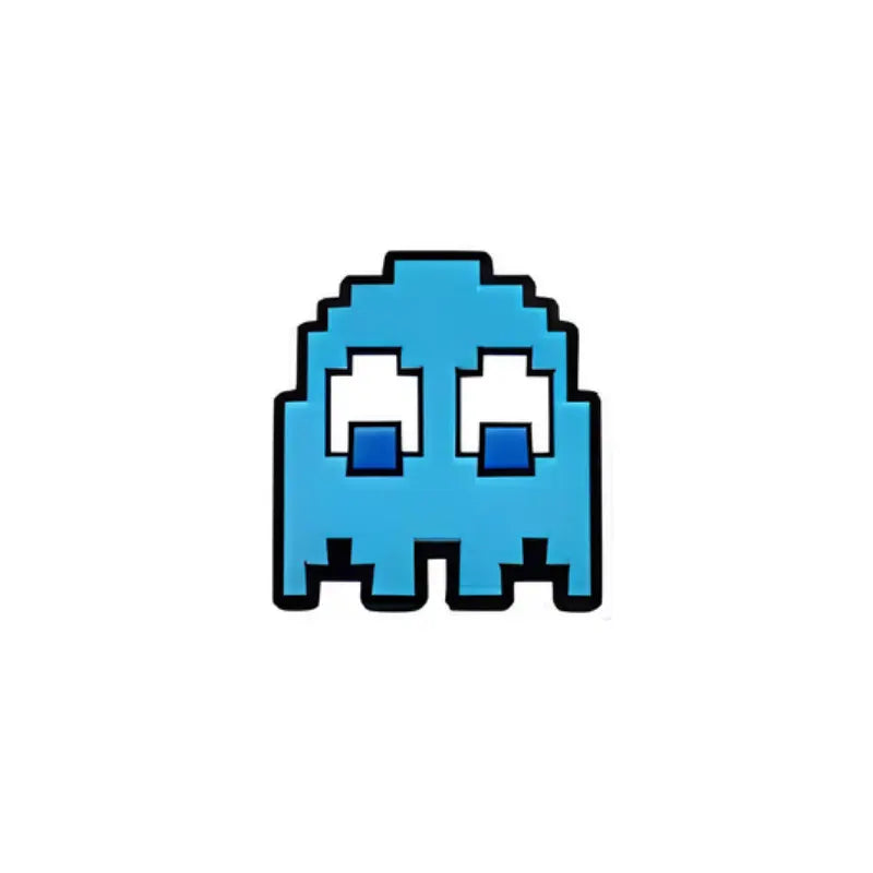 Pin's fantôme bleu Pac-Man pour Crocs - Accessoire jeu vidéo rétro ClogsAddict