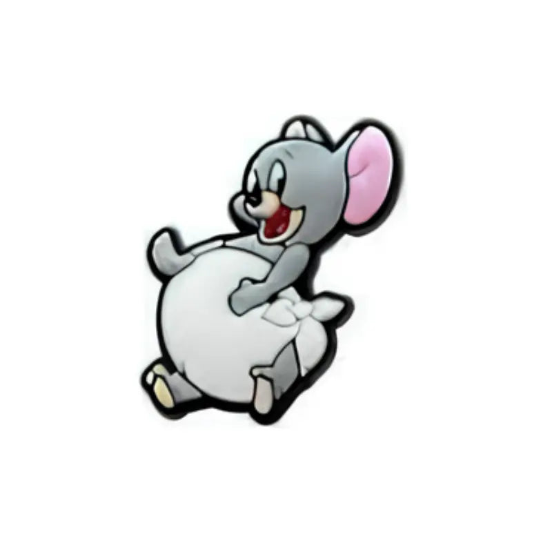 Pin's souris grise assise cartoon pour Crocs - Accessoire dessin animé ClogsAddict