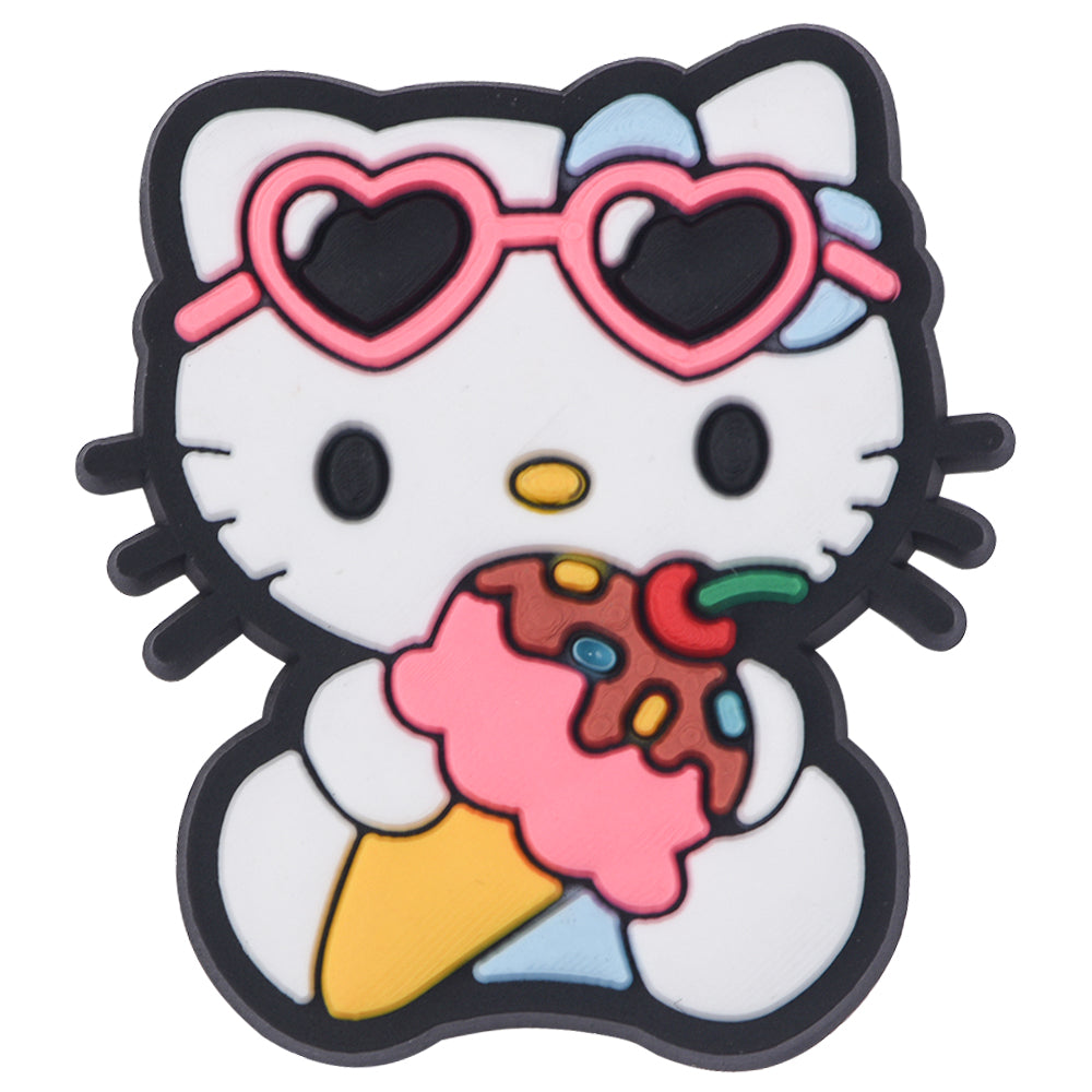 Pin's Hello Kitty lunettes cœur et cornet de glace pour Crocs, jibbitz été
